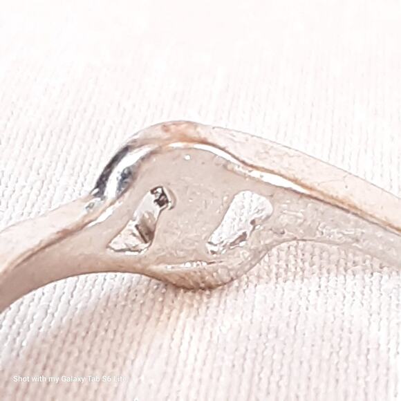 Slender Ring Silver Tone Metal Cradling Single Clear Stone - Picture 9 of 10